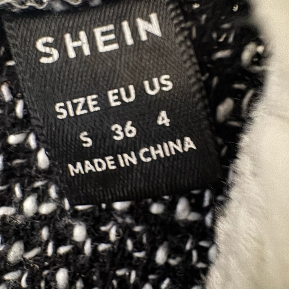 SHEIN Black and White Long Sleeve Tweed Dress - Picture 4 of 6